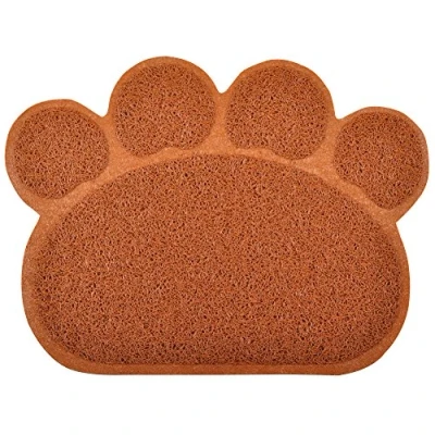 Image of DM Paw Shaped Cat Litter Tray Mat, 40x30 cm (Coffee)