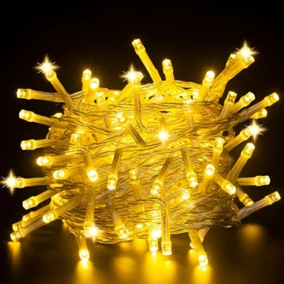 Image of CNMTCCO Fairy Lights, 50 LEDs Battery Operated String Lights for Indoor Outdoor Bedroom Lighting, Wedding Decor, Party, Garden, Christmas, Tree Decoration (5M/16.4FT Warm White)