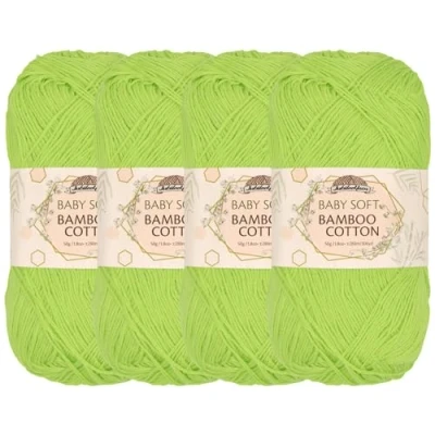 Image of JubileeYarn Baby Soft Bamboo Cotton Yarn 50g/Skein Avocado 4 Skeins