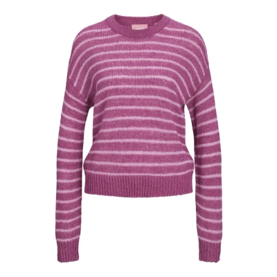Image of JJXX Jxpenelope CREW NECK Jumper, Women&#039;s, Size: Large, Fuchsia red stripesmoonlite mauve