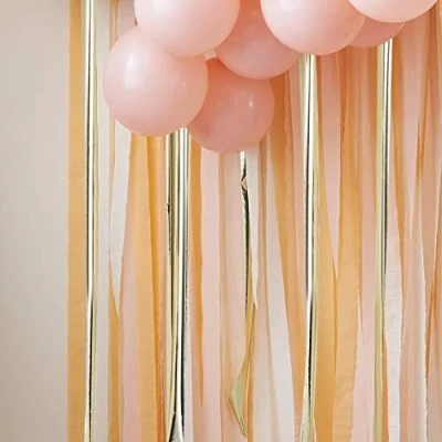 Image of Ginger Ray Gold Foil and Peach Paper Streamer Party Backdrop Decoration 110m Pack, pink