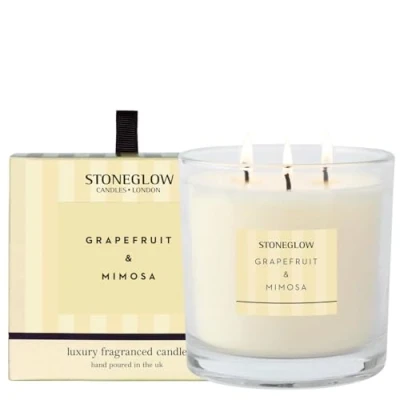 Image of Stoneglow Modern Classics Collection Grapefruit &amp; Mimosa 3 Wick Scented Candle 760 grams (Yellow)
