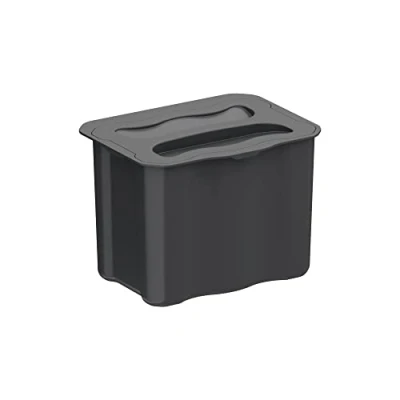 Image of Emuca Recycle auxiliary recycling container, small bin of 5L for kitchen, Anthracite grey plastic