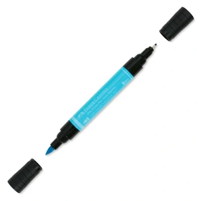 Image of Faber Castell Art &amp; Graphic Pitt Artist Pen Dual Marker India Ink, ight Cobalt Turquoise, Single Pen, For Art, Craft, Drawing, Sketching, Home, School, University, Colouring