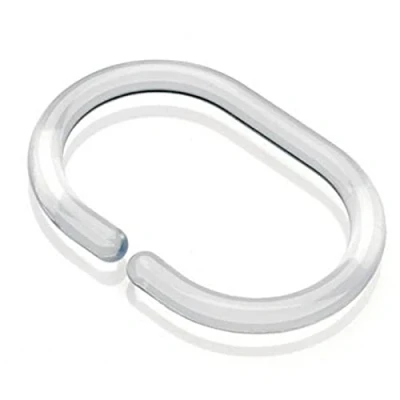 Image of fiXte Clear Shower Curtain Rings Hooks Clips Plastic Lightweight and Durable Bathrooms Changing Rooms Accessories 5cm x 3cm (Pack of 12)
