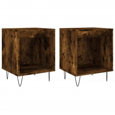 Image of vidaXL Bedside Cabinets 2 pcs Smoked Oak 40x35x50 cm Engineered Wood
