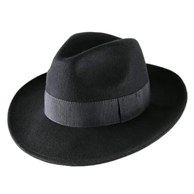 Image of Classic Italy Fedora Hat Wool Felt Packable Water Repellent Size 53 cm Noir