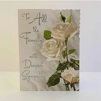 Image of Jonny Javelin to All The Family Deepest Sympathy Card White Rose Flowers