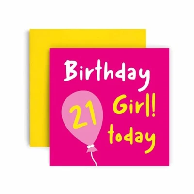 Image of Huxters 21st Birthday Card for Her Girl Daughter Sister Colourful Pink Gift gifts Women Teenage Friend (21st)