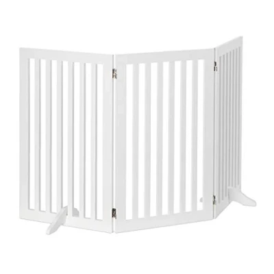 Image of Relaxdays Wooden Safety Barrier, Adjustable Gate for Dogs &amp; Children, Fireplace Oven, 91.5x154cm, White, Fibreboard, 91.5 x 154 30 cm