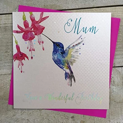 Image of Mum Happy Wonderful Birthday Handmade Card Hummingbird by WHITE COTTON CARDS B146