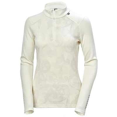 Image of Helly Hansen Womens W LIFA Merino Midw Gra 1/2 Zip, Off White Rosemaling, M