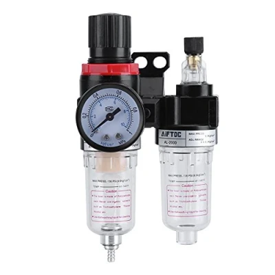 Image of Zerodis 1/4&quot; Air Compressor Filter Regulator, Water Pressure Moisture Trap Oil Separator Lubricator Tool