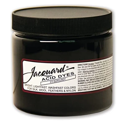 Image of Jacquard Acid Dye for Wool, Silk and Other Protein Fibers, 8 Ounce Jar, Concentrated Powder, Burgundy 610