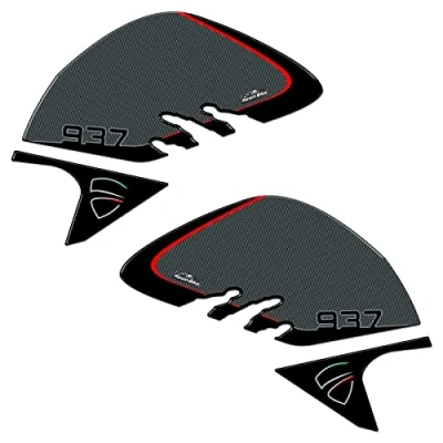 Image of Resin Bike Motorcycle 3D Stickers Compatible with Ducati Monster 937 2021. Tank Side Protections from Bumps and Scratches. Pair of Carbon Black Effect Gadget Moto
