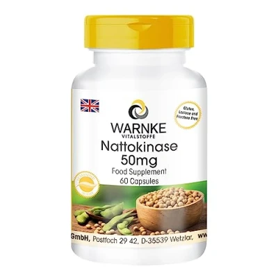 Image of Nattokinase 50mg, Fermented, 2000 FU per Day, Vegan, 60 Capsules Warnke Vitalstoffe German Pharmacy Quality