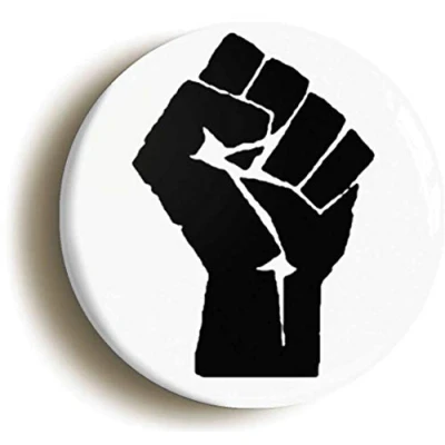 Image of Ozorath SOLIDARITY BLACK FIST SYMBOL BADGE BUTTON PIN (Size is 1inch/25mm diameter)
