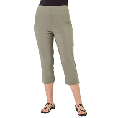 Image of Roman Curve Womens Cropped Elastic Waist Stretch Trouser Khaki Size UK 30 32