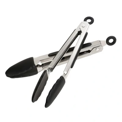 Image of Wiltshire Mini Silicone Kitchen Tongs 18cm, Set of Two, Cooking &amp; Serving Tongs, Salad BBQ Stainless Steel, Heat Resistant Utensil, Non Stick, Scratch Tip, Midnight Black, 21x3.2x2.7cm