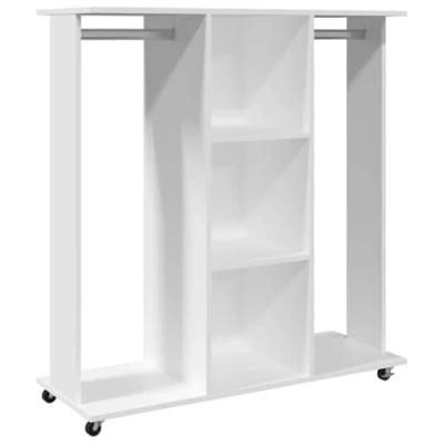 Image of vidaXL Wardrobe Wheels Closet Clothes Organiser White Engineered Wood 102x38x110 cm
