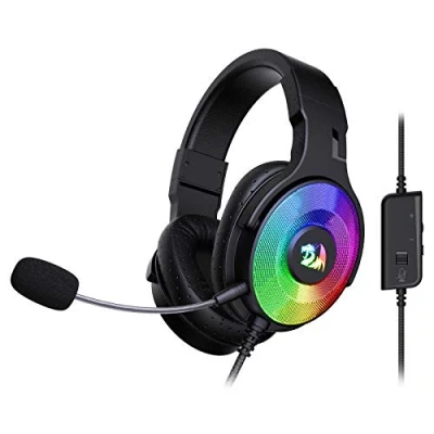 Image of Redragon H350 RGB Wired Gaming Headset, Dynamic Backlight Stereo Surround Sound 50MM Drivers Detachable Microphone, Over Ear Headphones Works for PC/PS4/XBOX One/NS (Black)