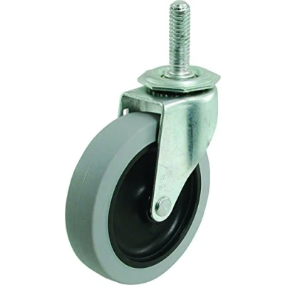 Image of Shepherd Hardware 3265E 3265 3 Inch Threaded Stem TPR Caster, 110 lb Load Capacity Swivel, Gray,