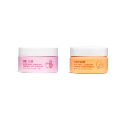 Image of W7 Peachy Clean &amp; Berry Face Cleansing Balm 2 Piece Set Makeup Remover Melt With Fruit Juice Oil Free Skin