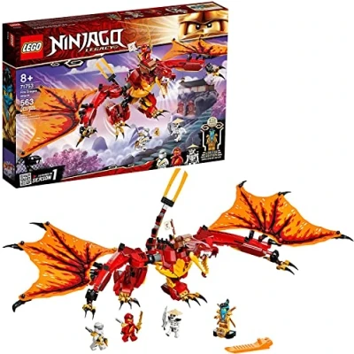 Image of LEGO NINJAGO Legacy Fire Dragon Attack 71753 Ninja Playset Building Kit, Featuring a Flying Toy; New 2021 (563 Pieces)