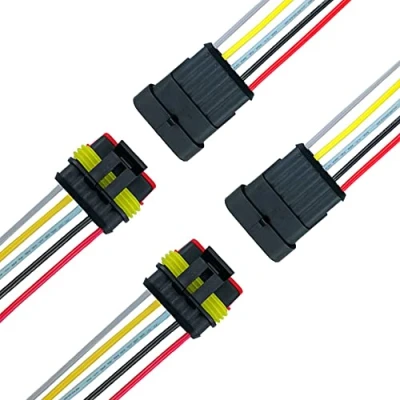 Image of QitinDasen 2 Set 5 Pin Waterproof Car Electrical Connectors, Sealed Connector Plug Socket Kit with 16 AWG Pre Wired, for Truck Boat