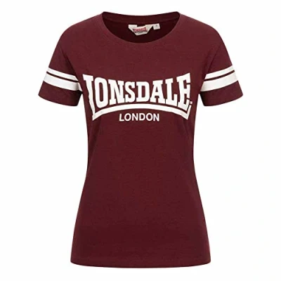 Image of Lonsdale Women&#039;s Killegrey Leisure T Shirts, Oxblood/White, M