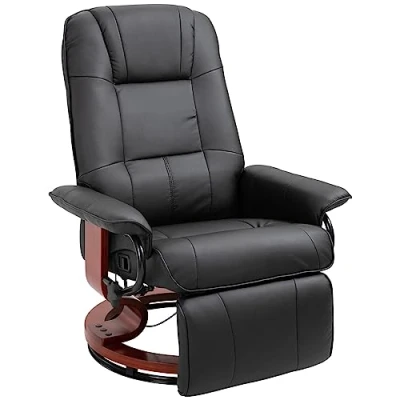 Image of Homcom Manual Recliner Swivel Reclining Chair with Footrest Armrests, Black