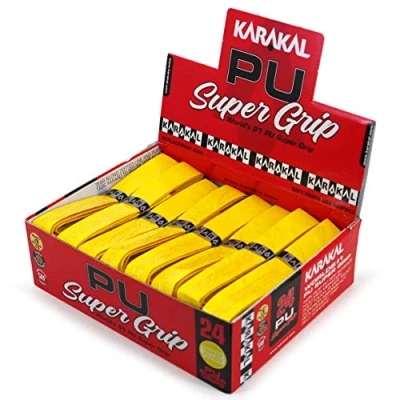Image of Karakal PU Super Grip Self Adhesive Tape for Badminton, Squash, Tennis, Hockey Stick or Ice Pack of 5 24 Assorted Colours, yellow, Pieces