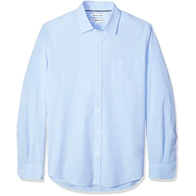 Image of Amazon Essentials Men&#039;s Slim Fit Long Sleeve Poplin Shirt, Light Blue, M