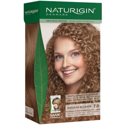 Image of Medium Blonde Hair Dye 7.0 with Natural Ingredients No Ammonia