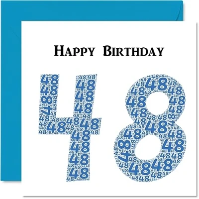 Image of Fun 48th Birthday Cards for Men Shapecloud Happy Card Dad Mum Brother Sister Grandad Nanny Grandma Uncle Auntie, 145mm x Greeting Cards,
