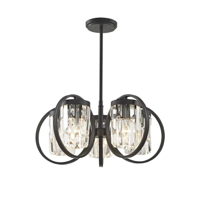 Image of Talin 5 Light Semi Flush Black Ceiling Fitting