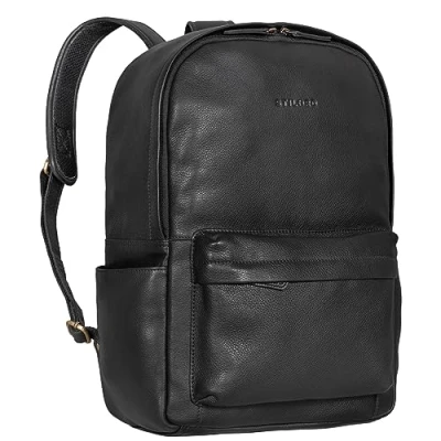 Image of STILORD &#039;Arik&#039; Backpack Leather Men and Women Vintage Messenger Bag for Laptops 16 Inches Teacher Bookbag Travel Leather, Colour:Black