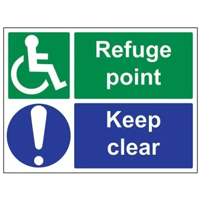 Image of VSafety Refuge Point/Keep Clear Sign Landscape 400mm x 300mm Self Adhesive Vinyl