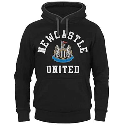 Image of Newcastle United FC Official Football Gift Mens Fleece Hoody Black Text XL