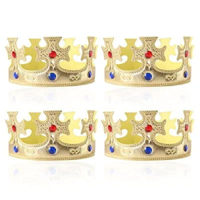 Image of MIVAIUN 4 Pcs King Crowns Queen Kids Adult,Crowns Adult Costume Accessories Party Hat Birthday Headwea Crown Dress Up for Child (4 Pcs)