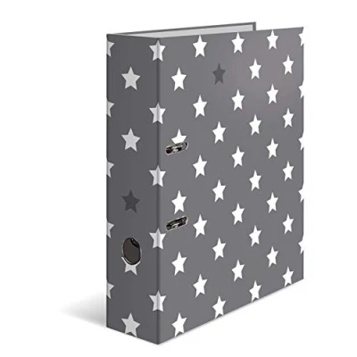Image of HERMA Lever Arch File Stars with Grey White Motif, A4, 70 mm Spine, Inner Print, 1 Folder