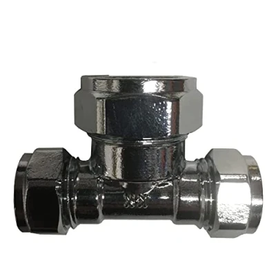 Image of 15mm x 22mm Compression Chrome Reducing Tee