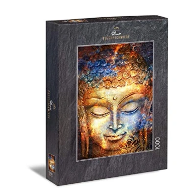 Image of Ulmer Puzzleschmiede puzzle &quot;Buddha&quot;: 1000 pieces jigsaw Buddha head as watercolour painting