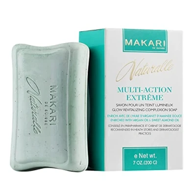 Image of Makari Naturalle Multi Action Extreme Skin Lightening Soap 7oz. Exfoliating &amp; Moisturizing Bar With Argan Oil SPF 15 Hydrating Regulating Treatment for Dark Spots, Acne Scars