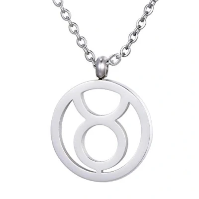 Image of Morella Women&#039;s Stainless Steel Necklace Silver with Pendant Star Sign Taurus in a Velvet Bag