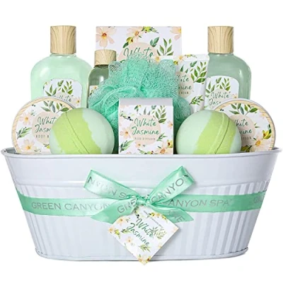 Image of Birthday Gifts for Her 12pcs Jasmine Home Spa Set Includes Shower Gel,Bath Salt,Body Lotion, Pamper Women, Mothers Day Gift Mom Wife, Luxury Bath Sets Mum
