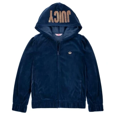 Image of Juicy Couture Girls&#039; Plush Velour Pant and Hoodie Sweatshirt Seperates Hooded, Atlantis/Full Zip, 22 Plus
