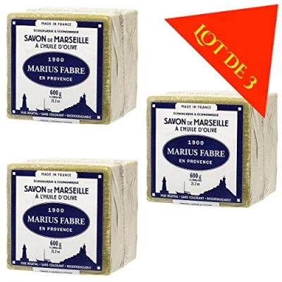 Image of Lot of 3 soaps Marius Fabre Cube Pure Marseilles Soap (600G, Green (Olive Oil)) …