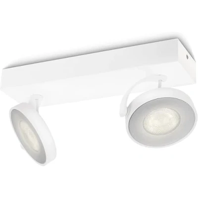 Image of Philips Two bulb Clockwork LED spotlight in white
