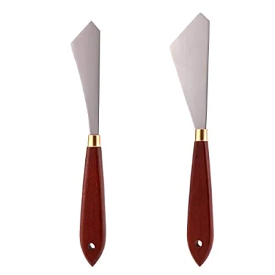 Image of LUTER 2PCS Painting Mixing Scraper Knife Set Stainless Steel Spatula Palette for Oil Acrylic